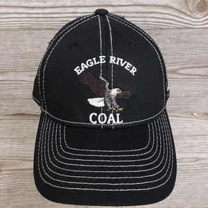 EAGLE RIVER COAL LOGO BLACK ADJUSTABLE BASEBALL HAT CAP